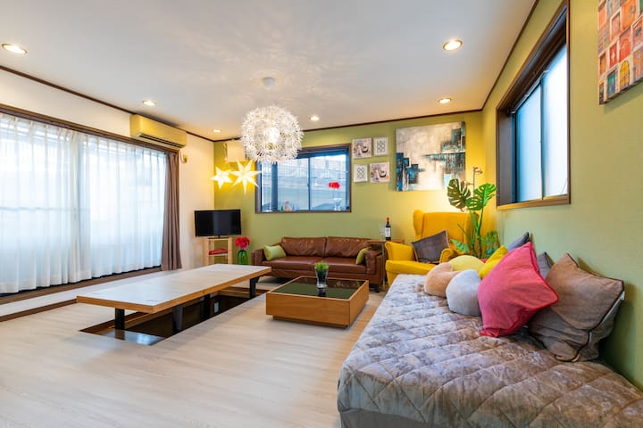 懇親会/羽田 成田から簡単に到着/広い戸建 4寝室/四ツ木駅徒歩３分/電車で浅草駅８分