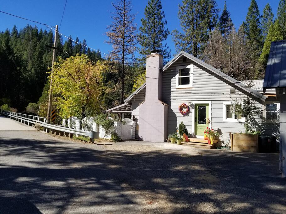 Looking at the house towards the bridge, highway.