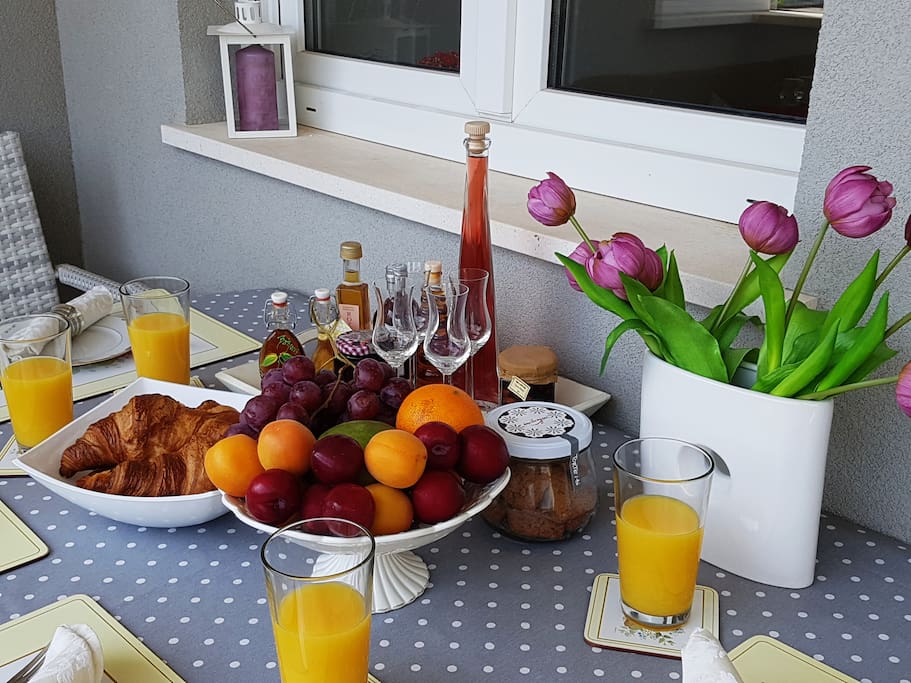 table on balcony
