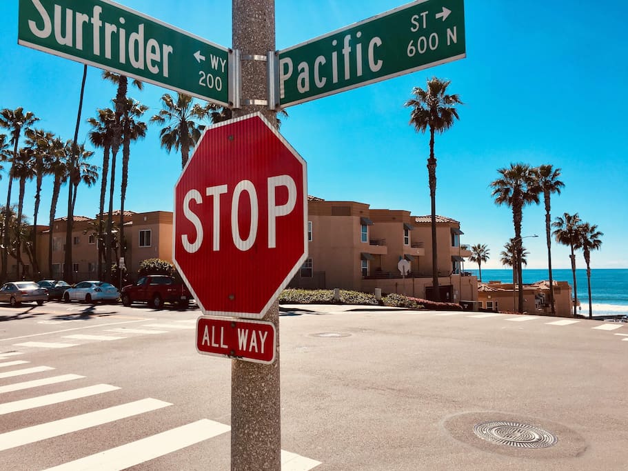 Cross streets on the path to the beach. This is 7 blocks from my house and is the best route to the sand (straight down Surfrider). One of my boarders took this cool picture!
