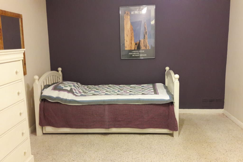 This is the bedroom. Please note that I have yet to update the photos, the room has slightly changed.