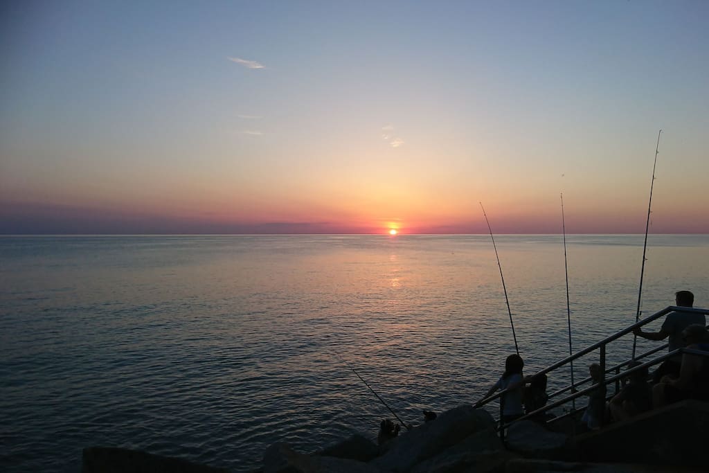 Partie de pêche en fin de journée
