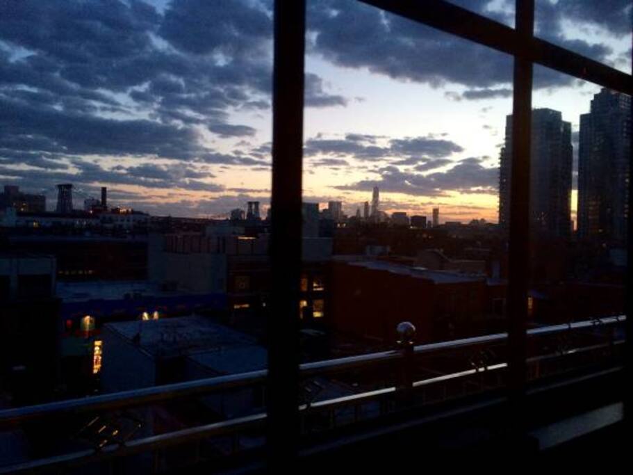 View of Downtown Manhattan directly from the bedroom and the balcony.