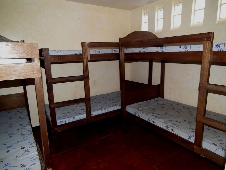 The dorm accommodation with 6 bunk beds.