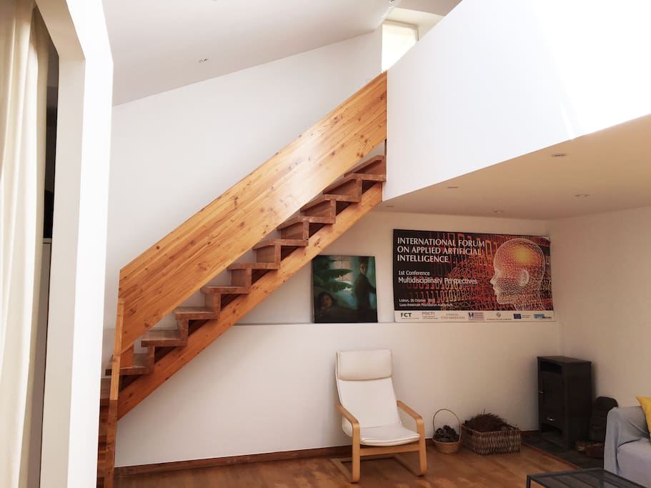 View of living room into stairs