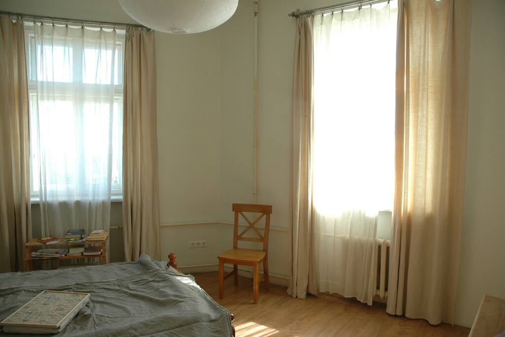 Bedroom. Two windows and morning sun!