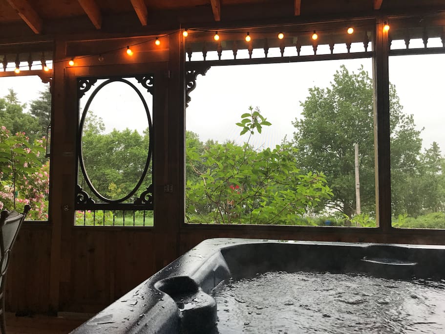 Our 6 person hot tub is a great way to enjoy the beautiful summer evenings.