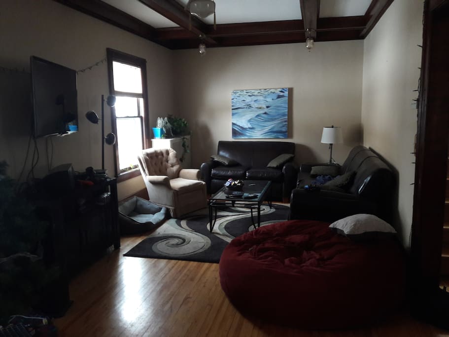 Shared living space, can be used to sleep extra people if needed. We have Netflix, Hulu, and N64 games.