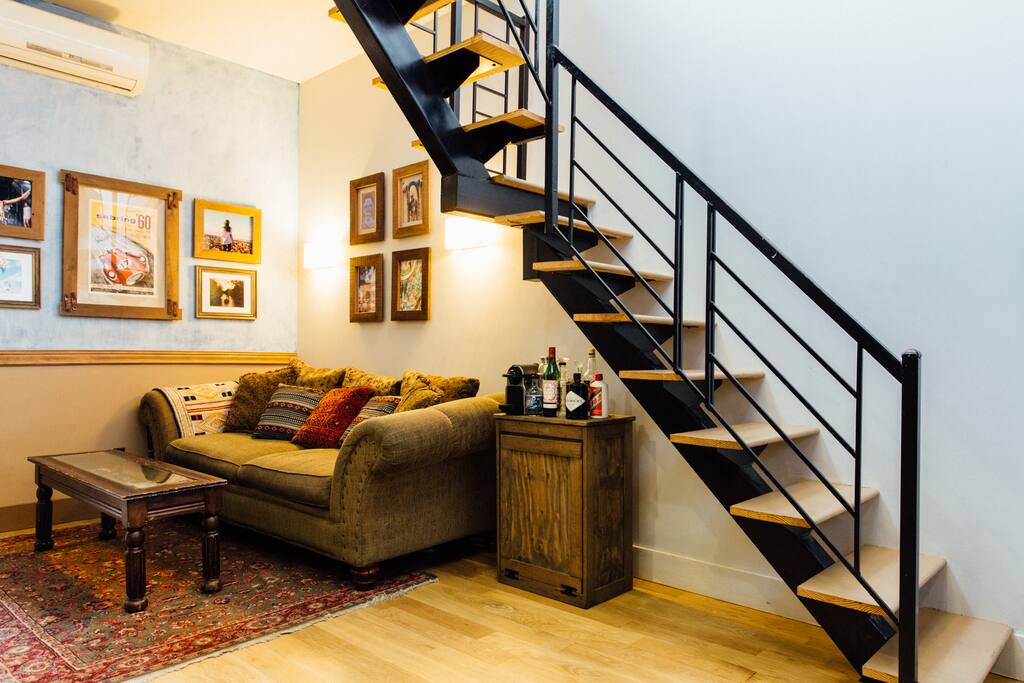 The downstairs living room.