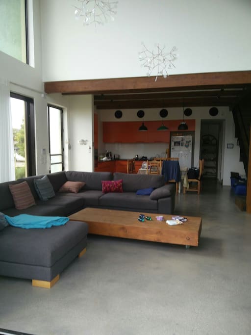 You can use living room and kitchen freely