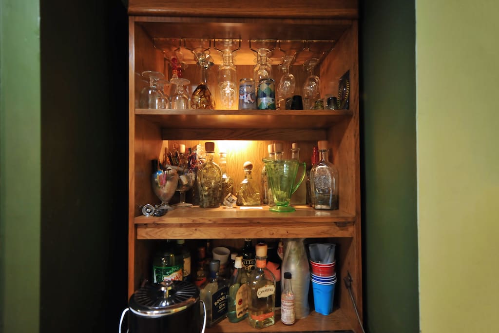 Bar!! We have some basics and lots of tools for making whatever you desire. BYOB.