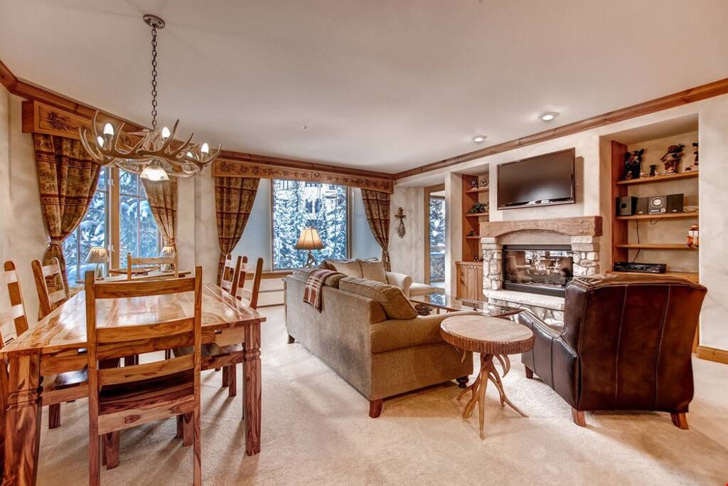 Take a seat in the comfortable sitting area after a day on the slopes.