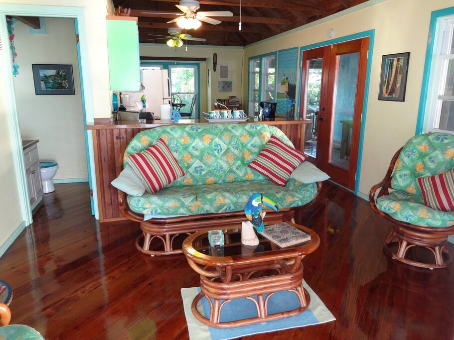 living room and half bath