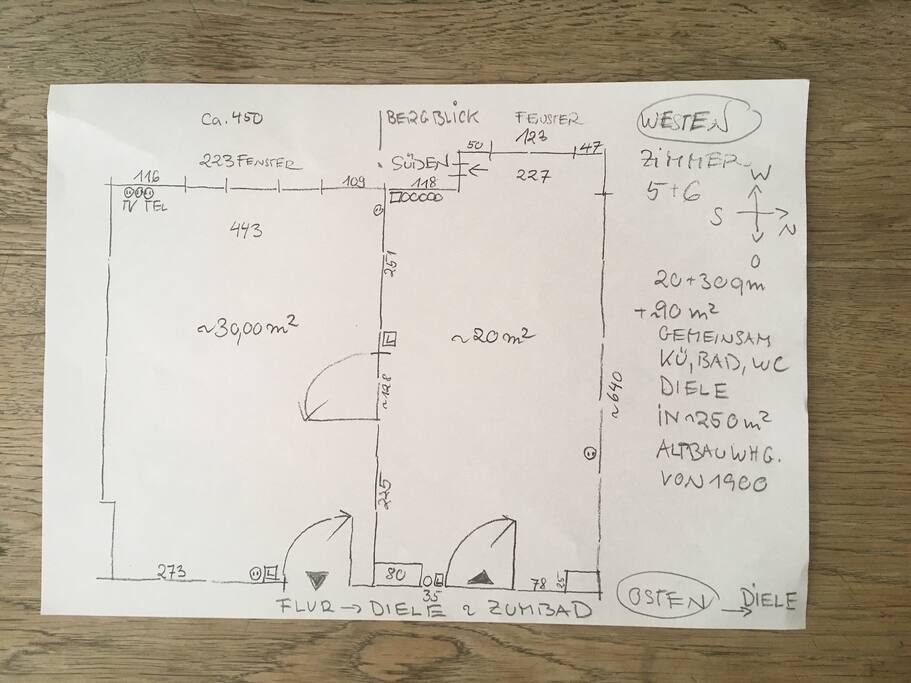 Übersicht 2 Zi ca. 50qm Parkett in ca. 250qm lichtem Altbau, WG im 4.OG von 1900 im Zentrum von München