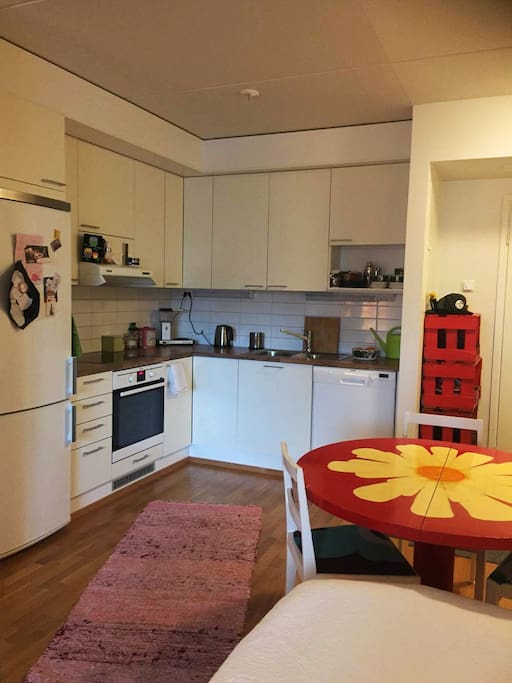 Kitchen with a washing machine