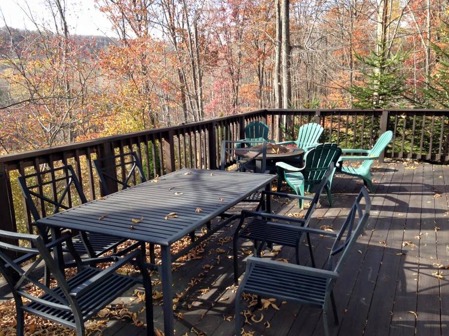 Front deck with ample seating and grill