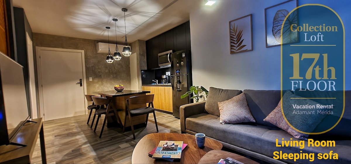 Anuncio de Airbnb popular: Collection Loft 17th Floor Adamant Mérida en Fraccionamiento Montebello