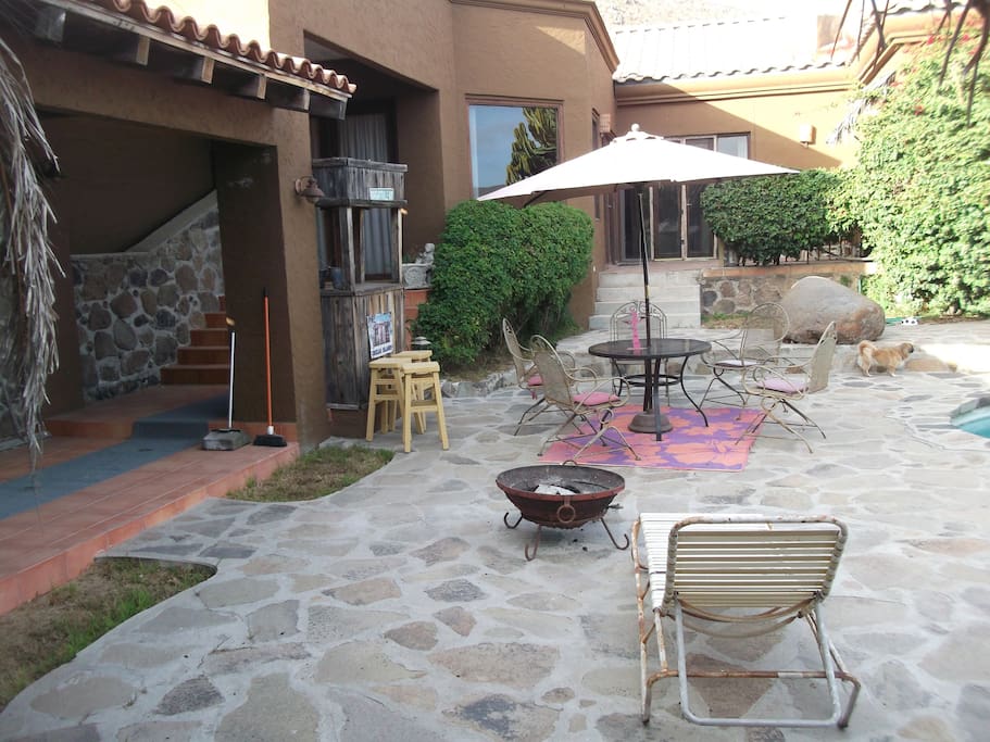 private, walled in pool patio