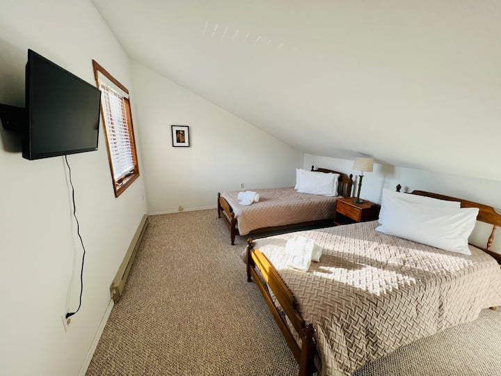 带电视的双床卧室。