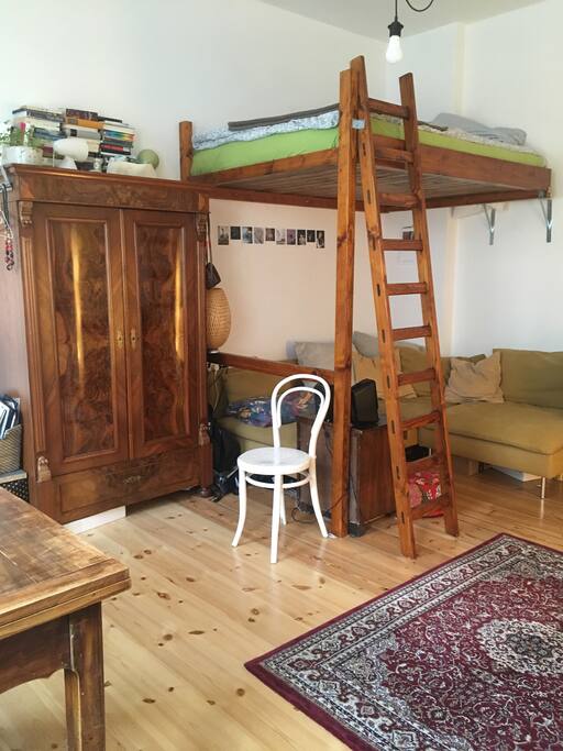 Gemütliche Einraumwohnung mit Blick aufs Hochbett