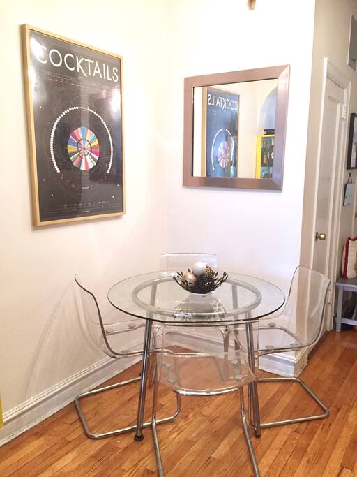 Sit down in our kitchen corner for a morning coffee or evening snack