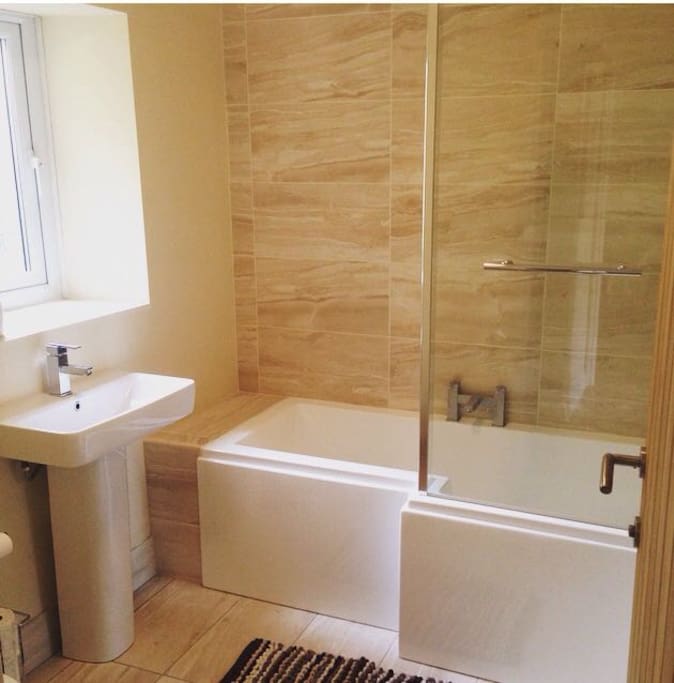 Newly refurbished bathroom with shower