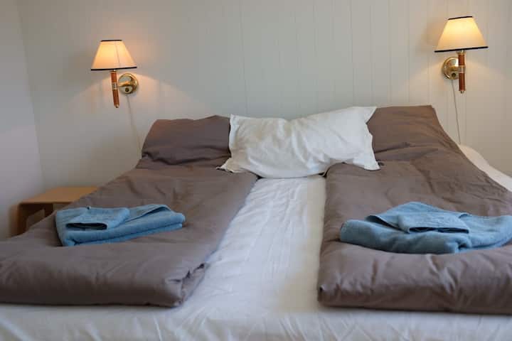 Bed room 3. Dubble bed or you can separate into two single beds.  One bed is firm the other is medium hard. 