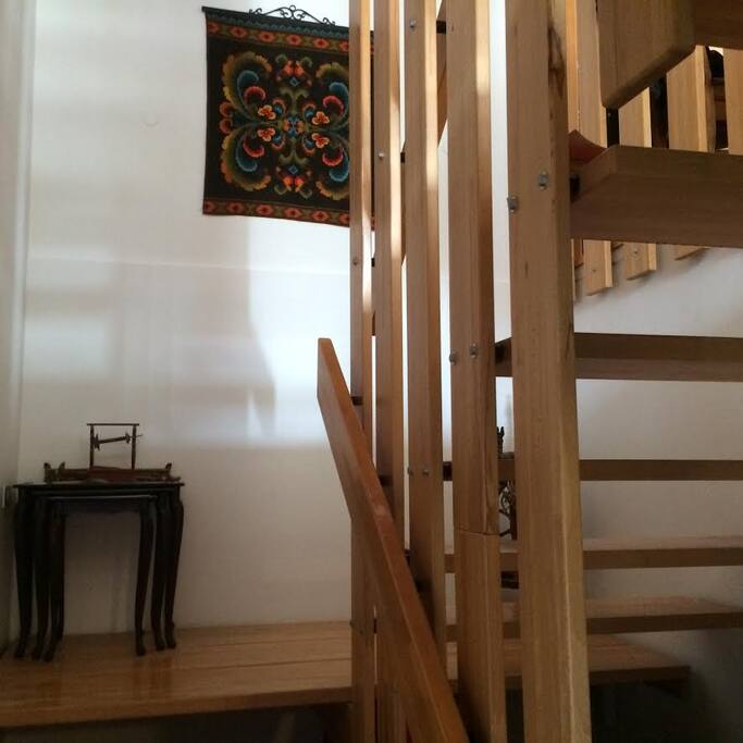 Staircase to basement rooms.