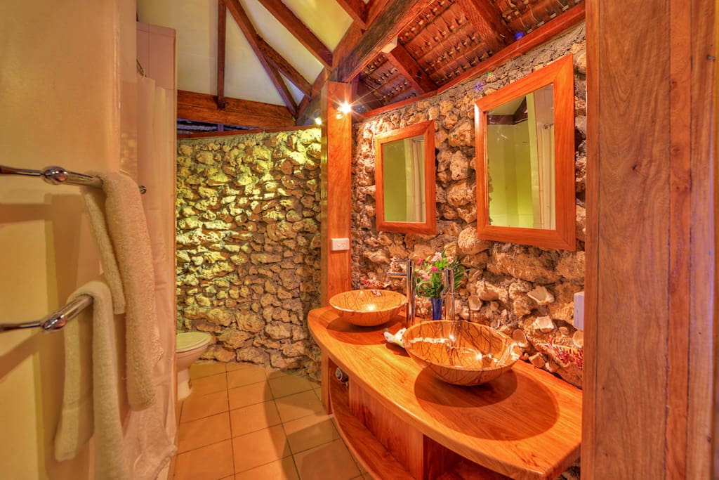 Coral Bathroom with Rainshower