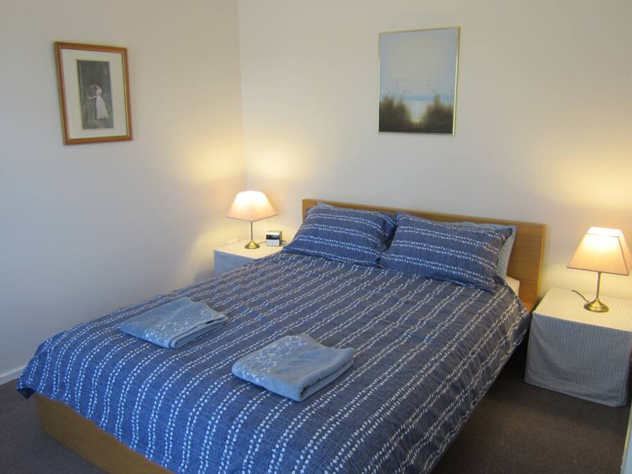 Comfortable queen bed with new quality mattress