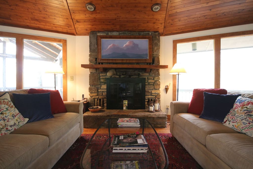 Picture over the fire mantel is of the Smokey Mountains