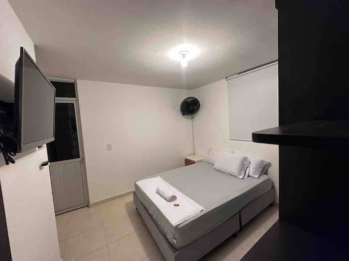 Modern, full apartment, hot shower.