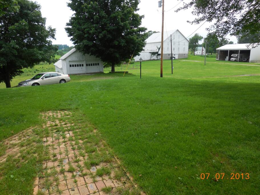 Looking down from the front porch.
