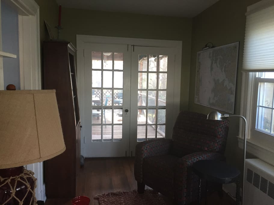 Sunroom leads to screened porch