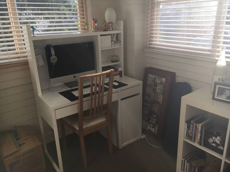 Computer desk in the sunroom.