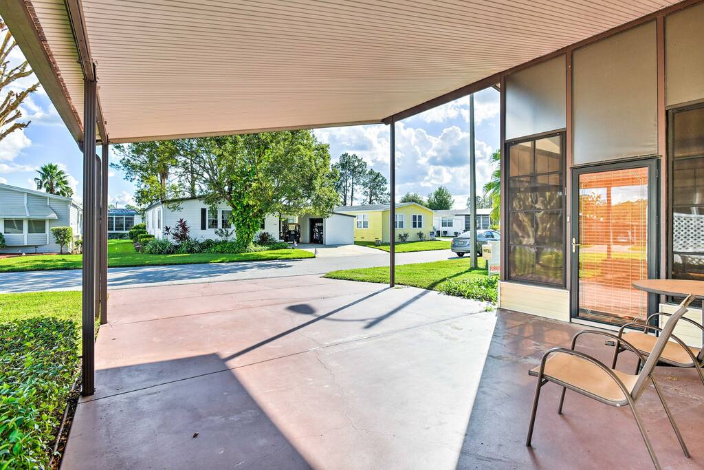 The home features covered parking, as well as a golf cart for you to use during your stay.
