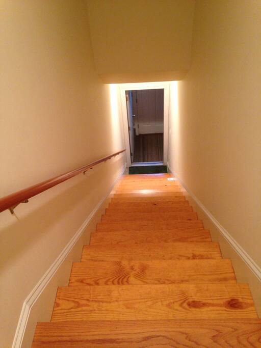Stairway down to garage