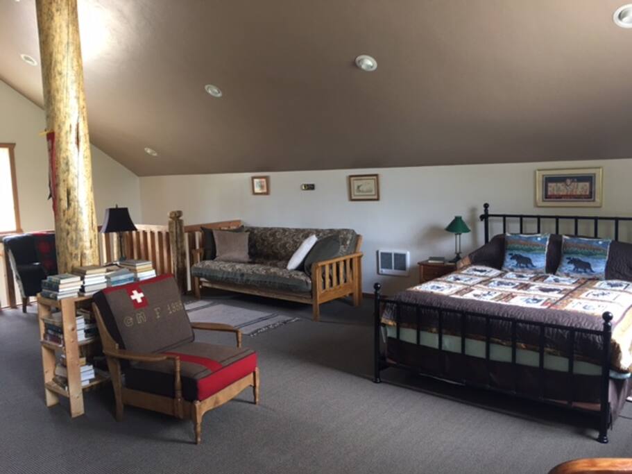 Queen bed with futon