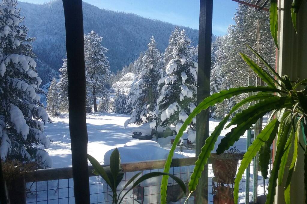 winter view from inside upstairs greatroom