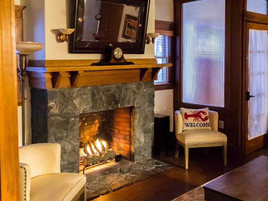 Cozy fireplace in the living room