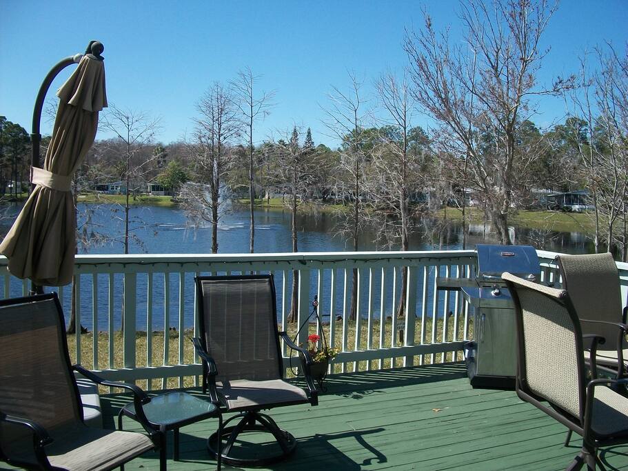 Rear large deck, furniture & BBQ.