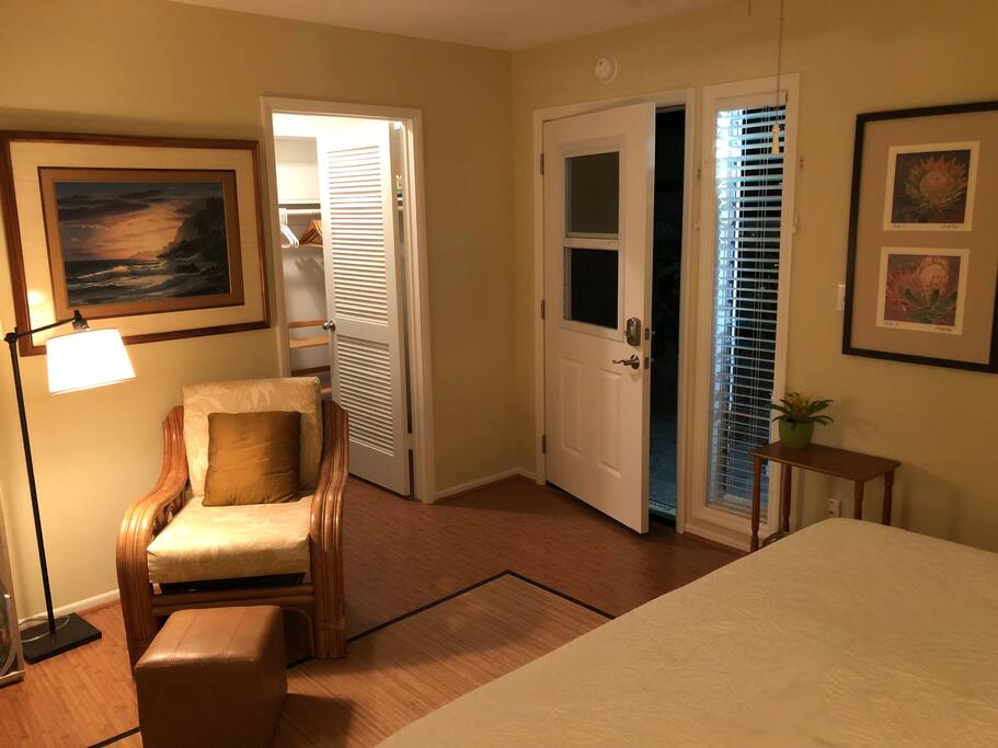 Walk in closet with mini fridge/freezer