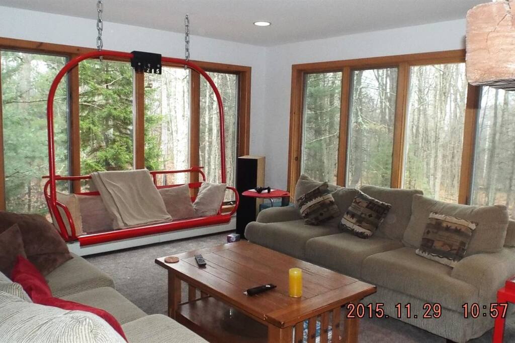 The living room with its own chairlift