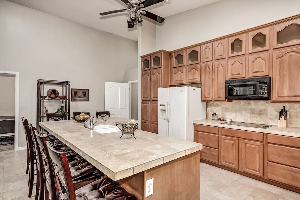 kitchen island (oven is a microwave convection oven)