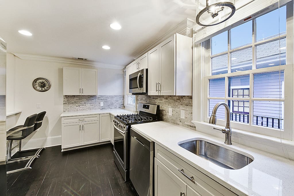 Large modern kitchen with updated appliances