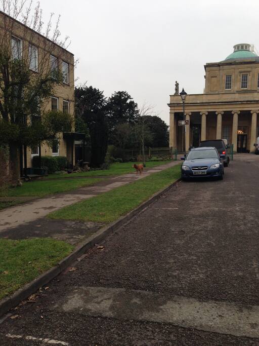 East Approach Drive with Pump Room in background