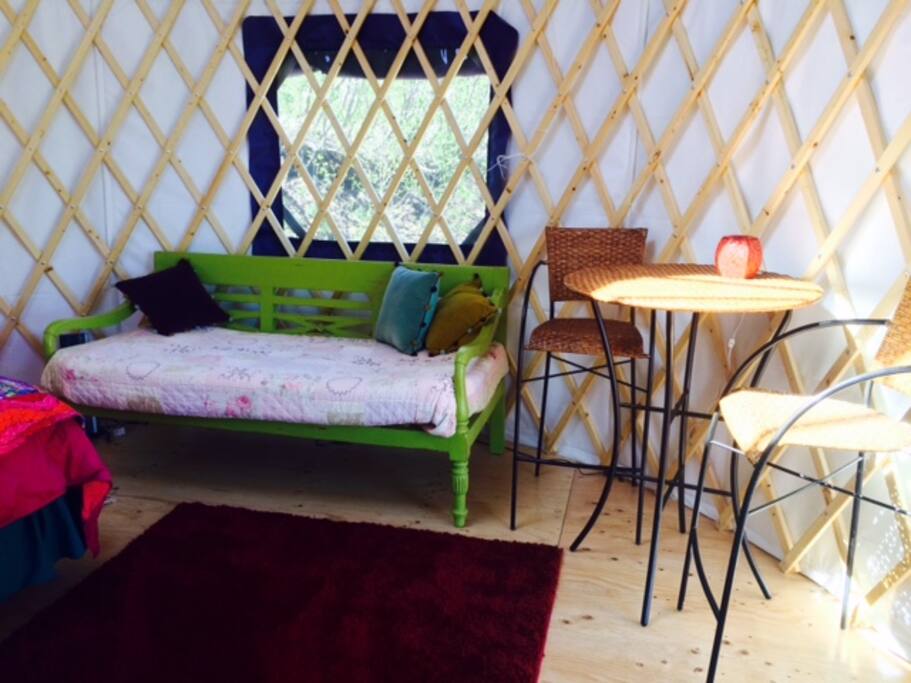Day bed and bistro table