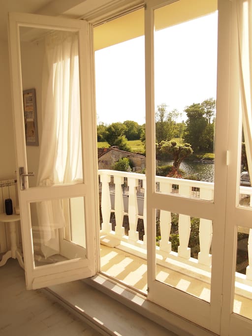 Master bedroom balcony; views of the Charente River