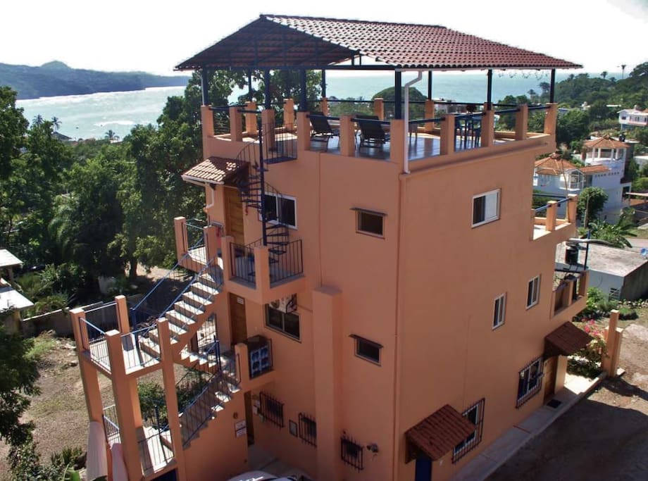 With the new shade roof , the roof top patio stays cool in the shade and breezes and is available to all guests.