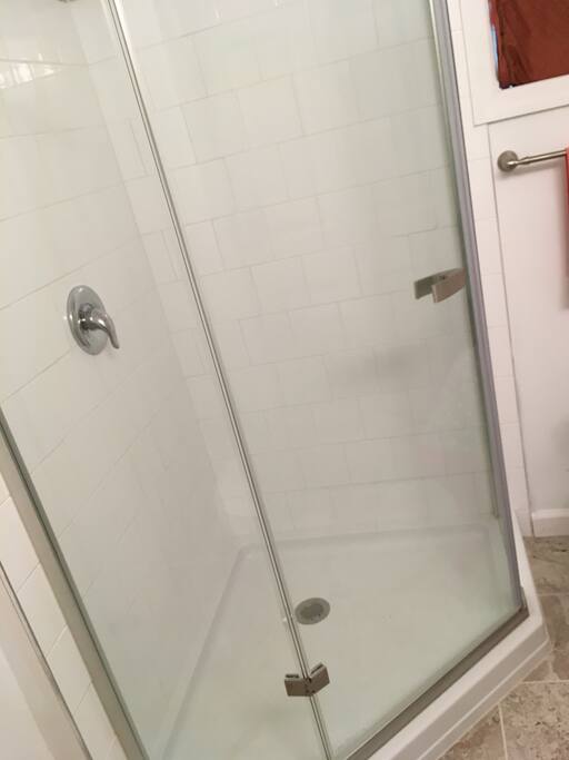 nice, new shower in private bathroom.